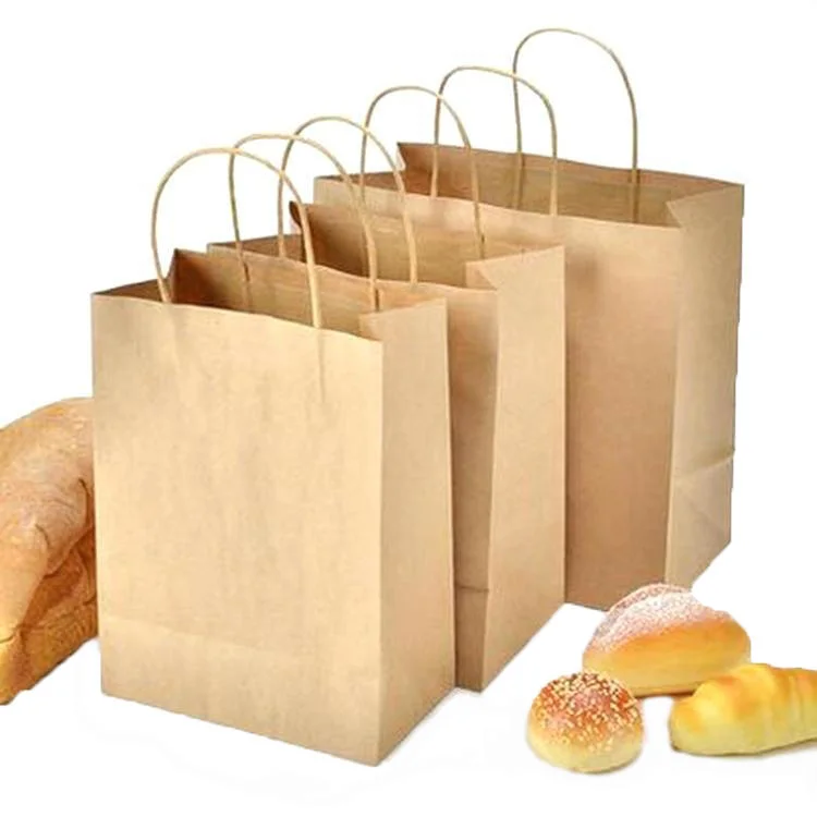 Custom Printed Logo Hersteller Personalisierte Brot Bäckerei Lebensmittel-Grade-Papier Lieferung Einzelhandel Kraft Tasche