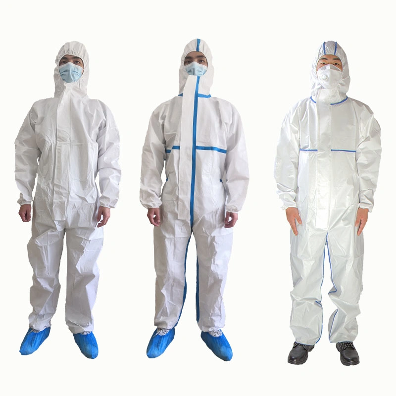 Safety Suit En14126 Disposable Coverall Suit Microporous Waterproof and Breathable Protective Clothing