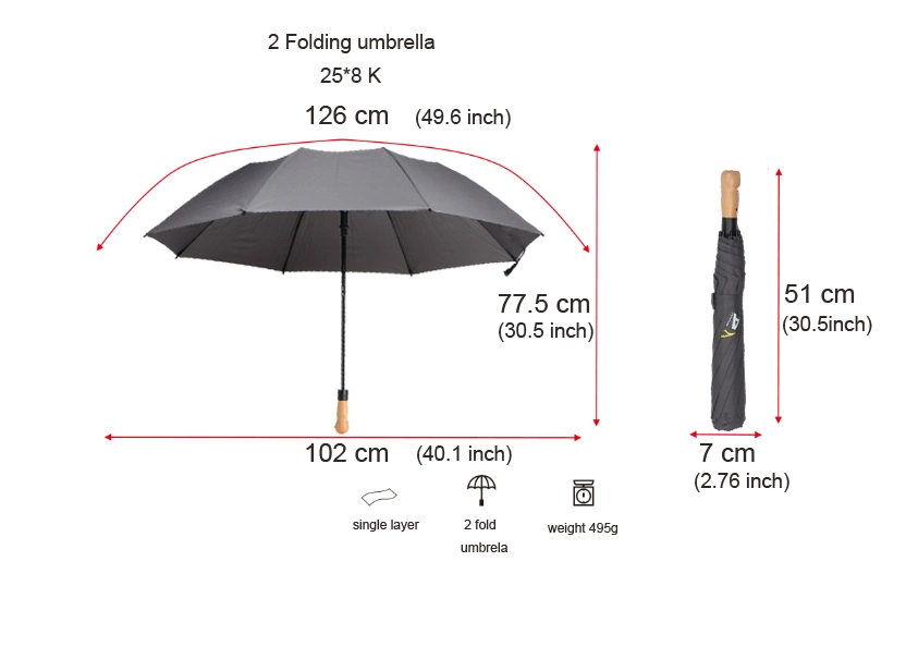 Grey 2 Fold Auto Open and Close Umbrella Advertising Umbrella Promotion Umbrella Gift Umbrella