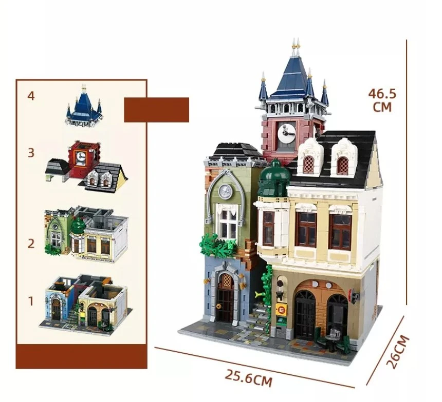 ODM OEM Brick House Toy Build Block City Toy Plastic Square Construction Bookstore