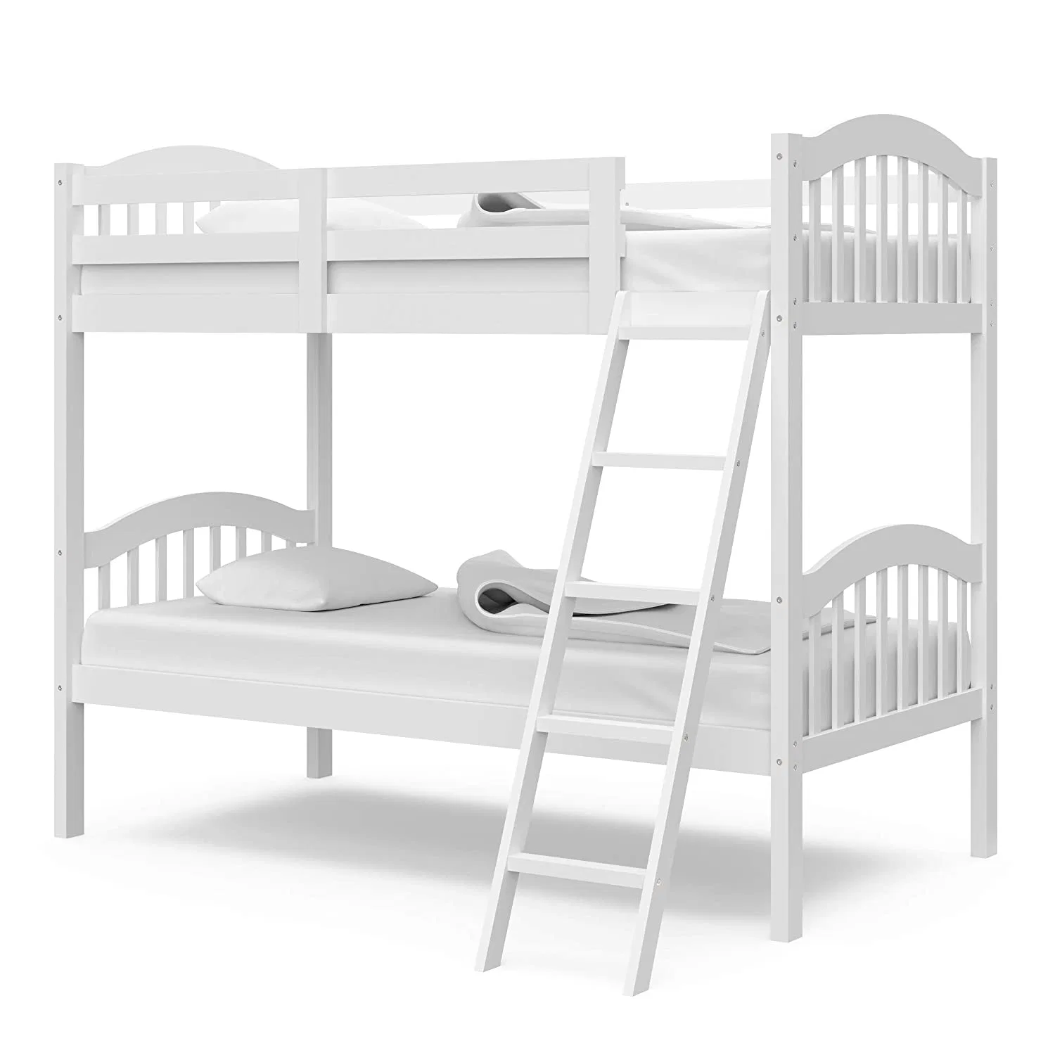 Solid Wood Bunk Bed with Trundle Bed Pine Wood Finished