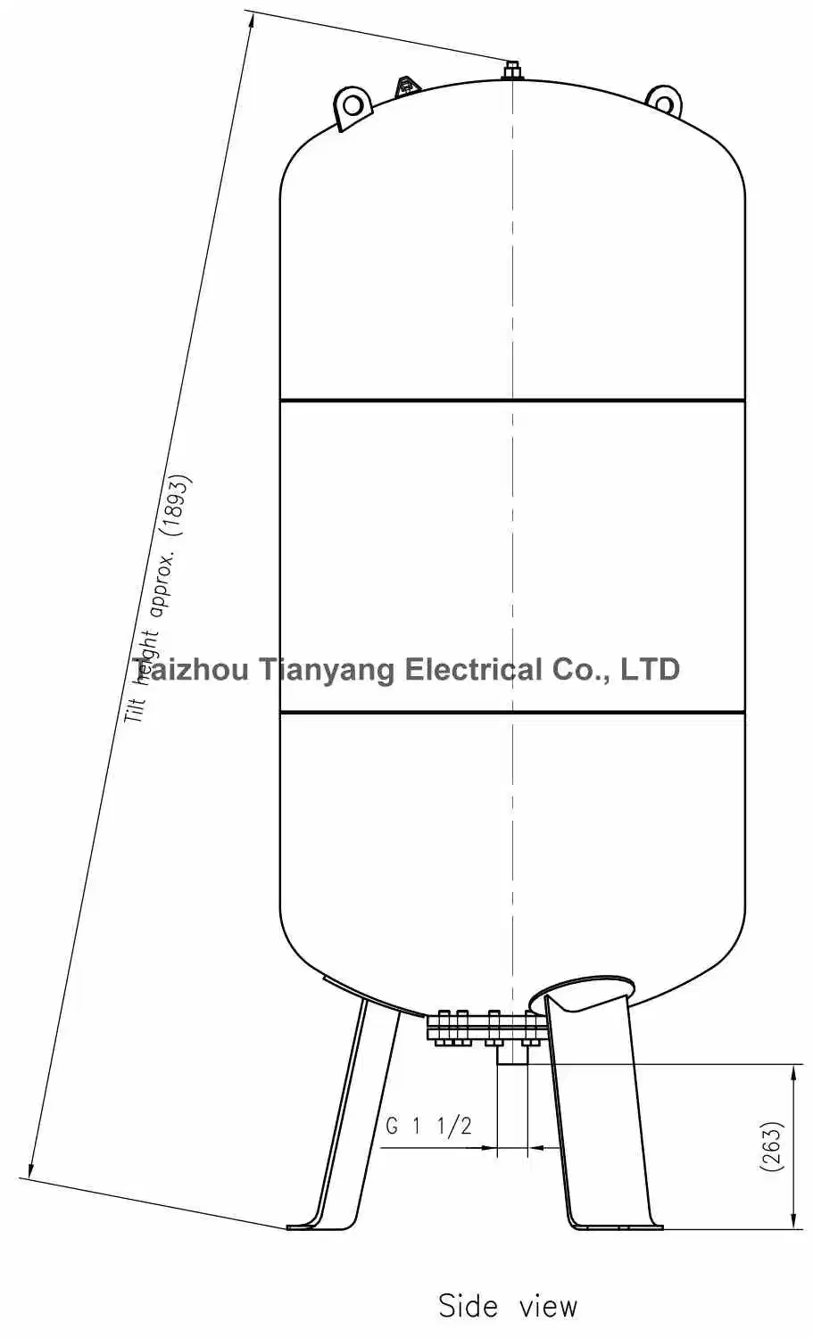 600 Liter Vertical Replaceable Bladder Membrane Expansion Vessels for Floor Heating Systems