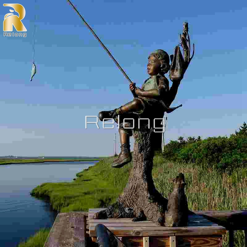 Custom Brass Kid Finishing Sculpture Outdoor Life Size Bronze Garden Statues