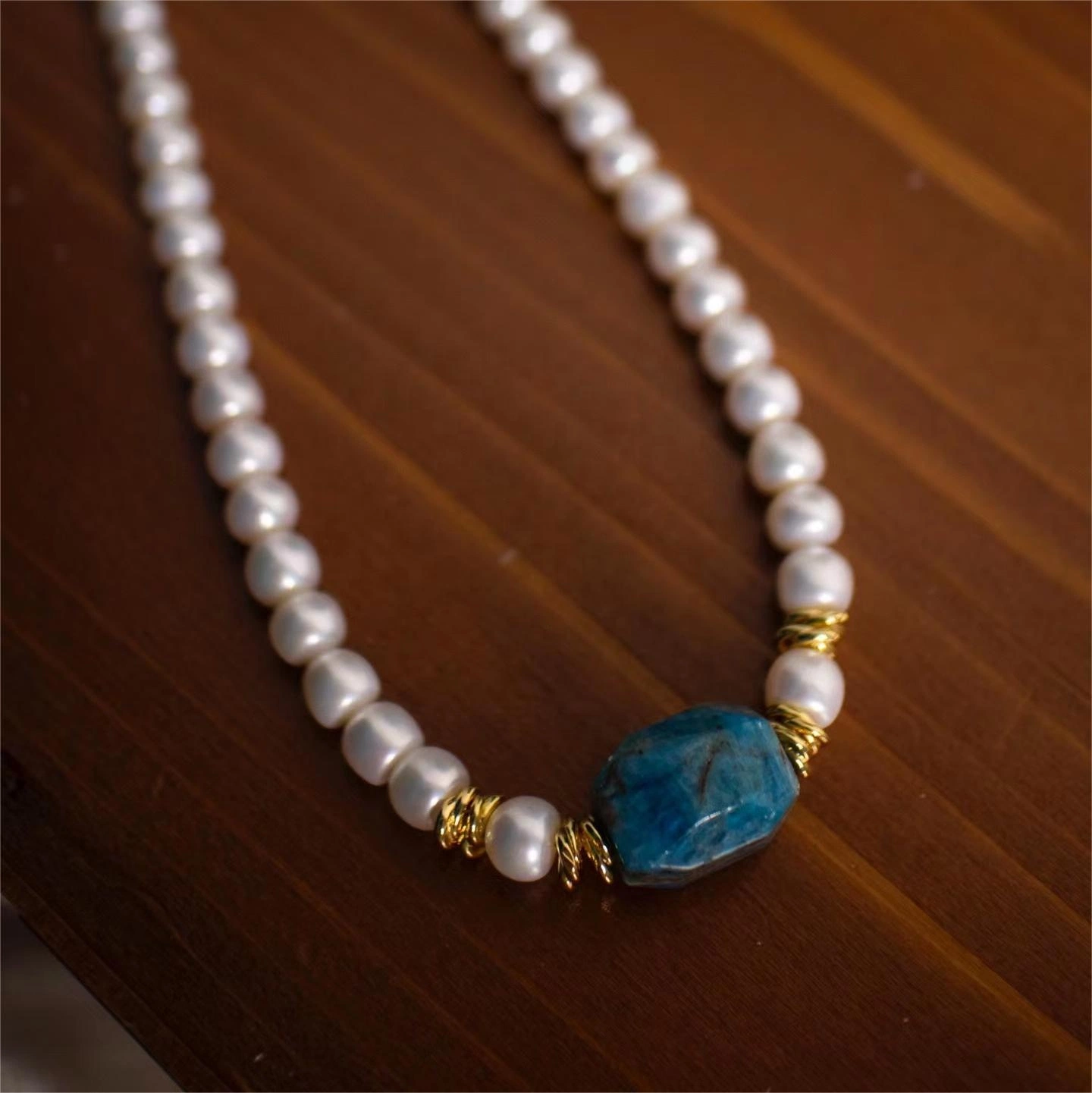 7-8mm Natural Freshwater Pearl Necklace Vintage Large Natural Stone Handmade Jewelry Copper Gold Plated Lady&prime; S Jewelry Gift