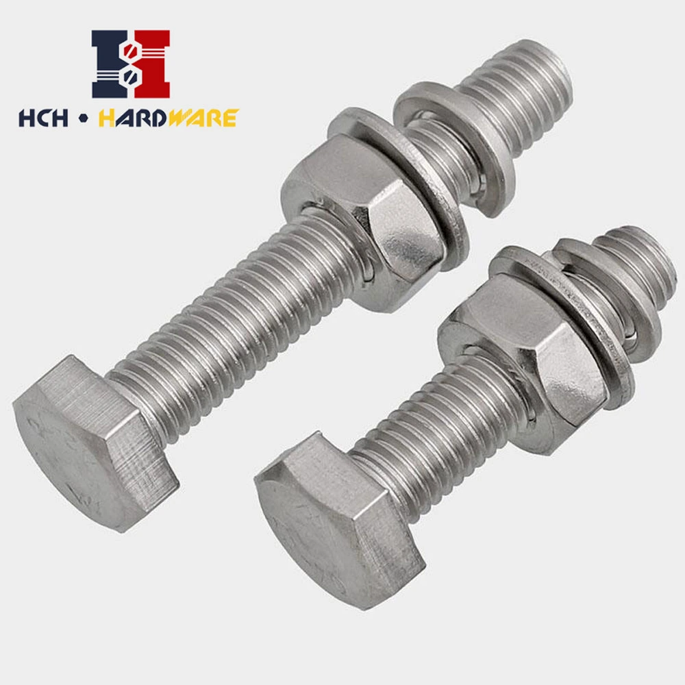 Full Thread Hex Hexagon Head Cap Machine Screws Bolts Nuts Flat and Lock Washers, Hex Head Cap Machine Screws Bolts