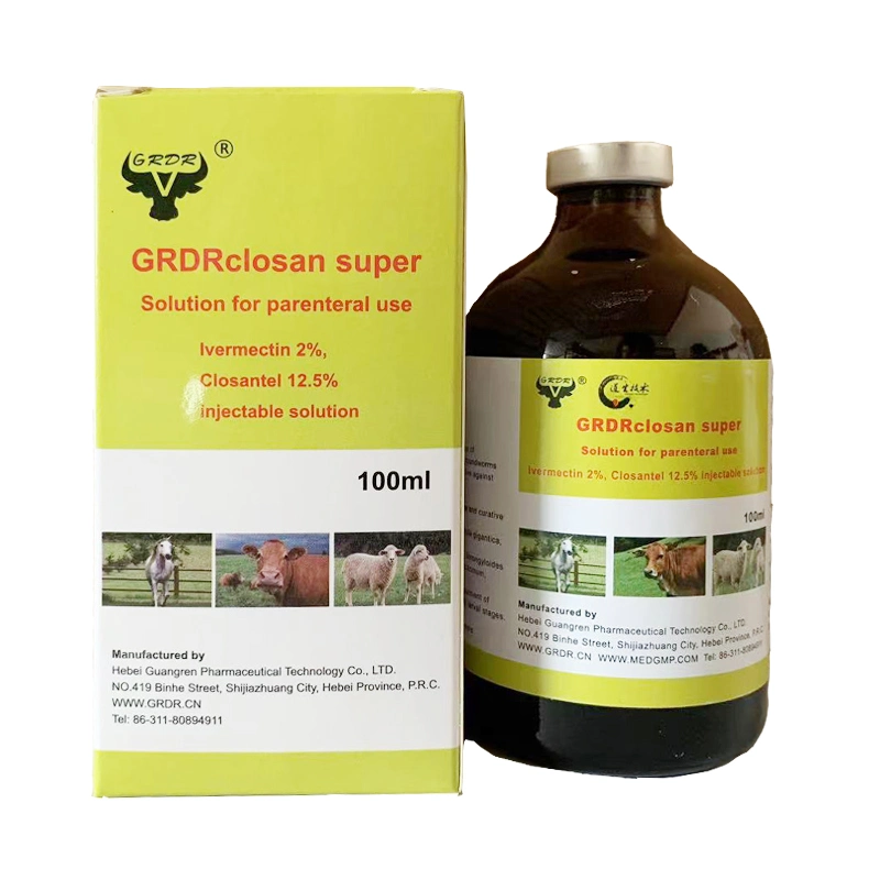 GMP Ivermectin 2%Closantel 12.5%Injectable Solution Parasite Drug Veterinary Medicine