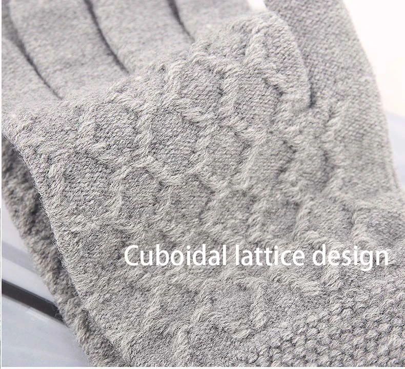 Winter Warm Soft Touchscreen Solid Color Jacquard Accessories Knitted Gloves