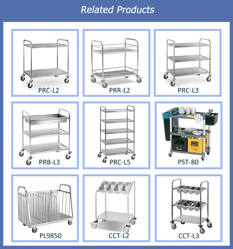 3 El servicio de restaurante de acero Tiersstainless Trolley con pintura negra