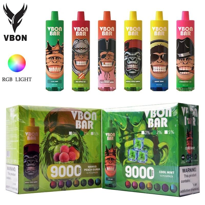 2023 Best-Sellers 9000 Puff Vbon Bar recargable 18ml VAPE con Luz RGB