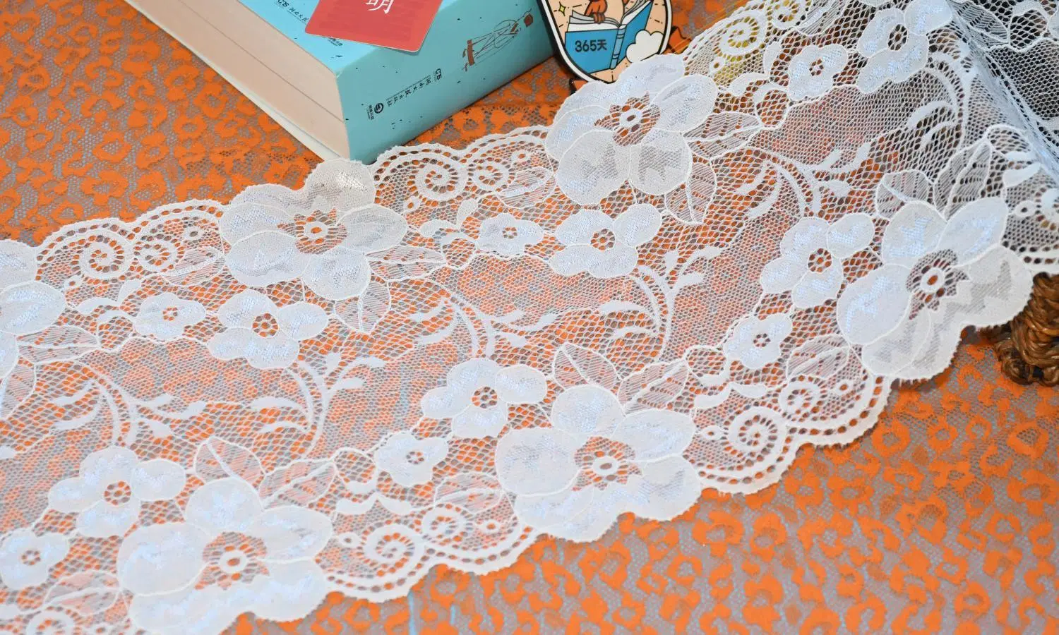 Nylon Stretch Elastic Lace Trim Fabric for Wedding Evening Dress Skirt