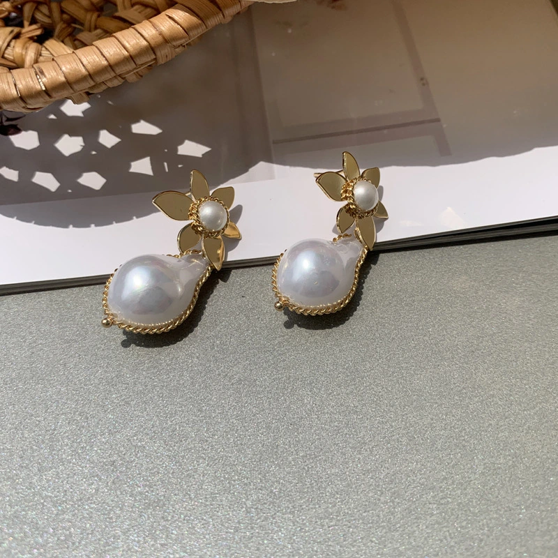 Fashion Simple Sun Flower Pearl Earrings Jewelry