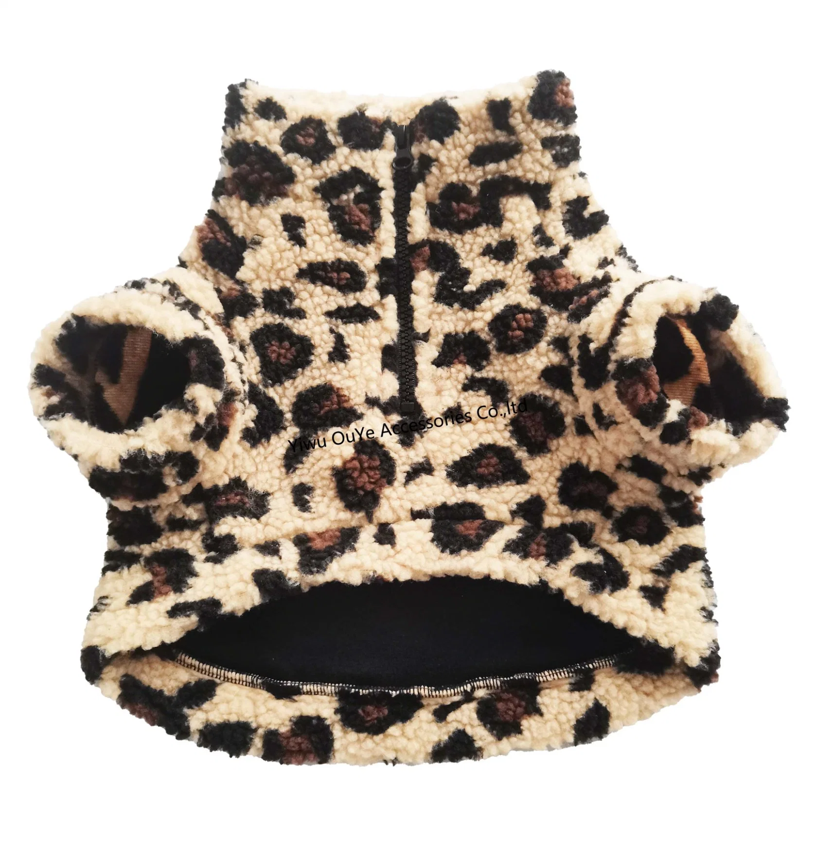 Qualität Dauerhafte Mode Zip Lamm Fleece Weich Gefüttert Leopard Hund Wintermantel Kleidung Haustierbekleidung