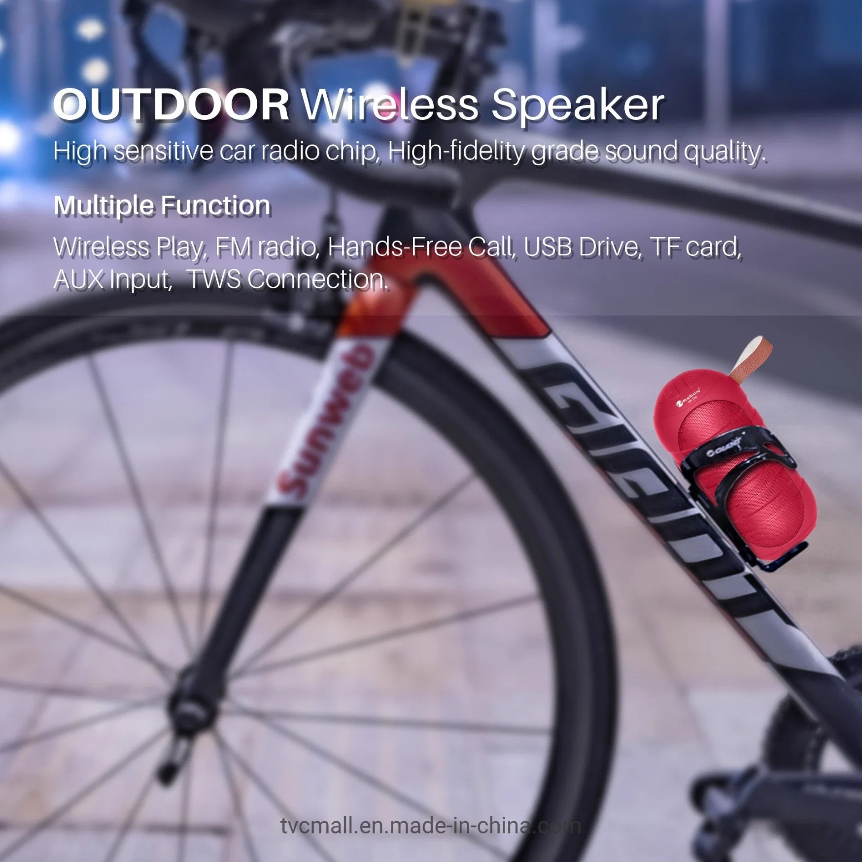 Bluetooth Wireless Speaker Portable Cycling Mini Waterproof Speaker Sound Box - Black