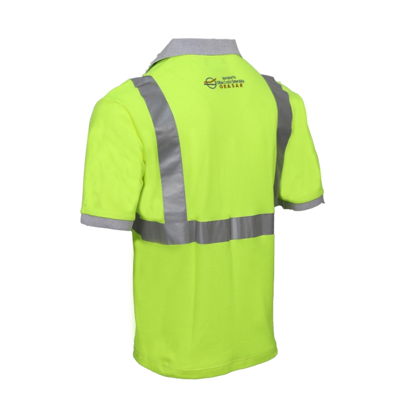 100% Baumwolle Customized Großhandel Atmungsaktive Reflektierende Arbeitskleidung Hi-Vis Polo Shirts