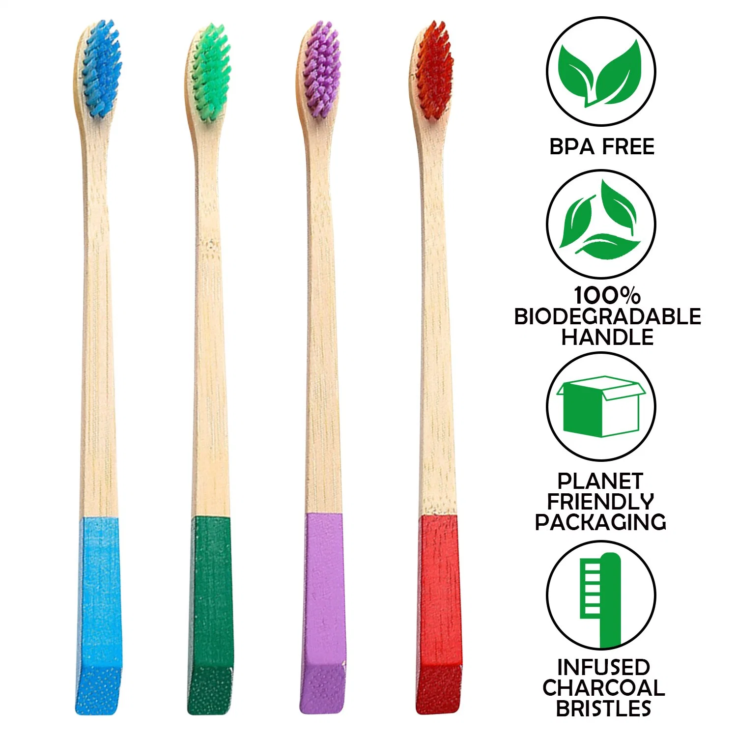 Cepillo de dientes de bambú, Natural Eco Friendly cepillos de dientes de madera con personalización