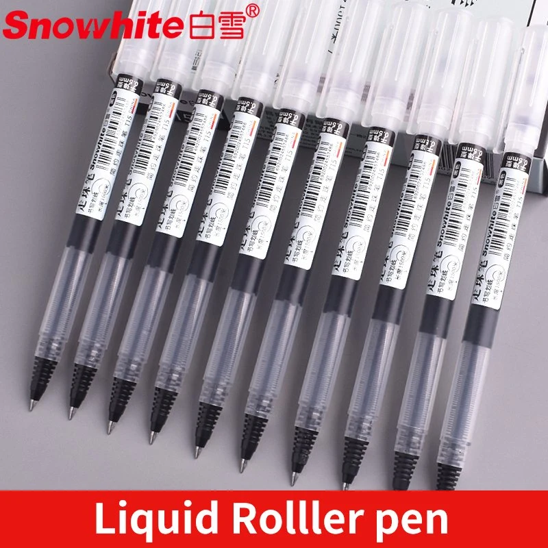 School Supply Tank Roller Ball Pen Snowhite Free Ink System Smearing Free Gel Pens Logo Pen