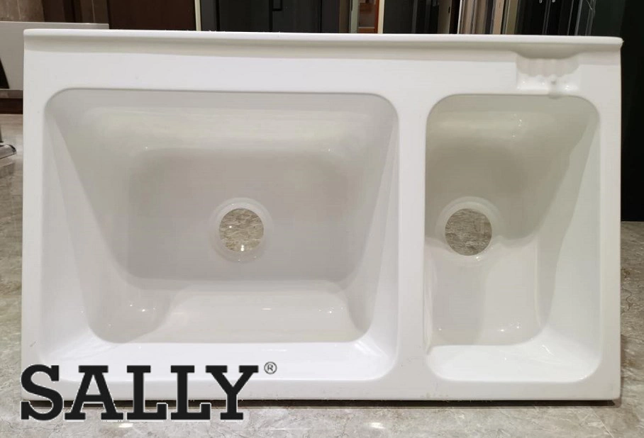 Acrylic Double Sink Bathroom Vanity Kitchen Cabinet Washing Room Laundry Sink