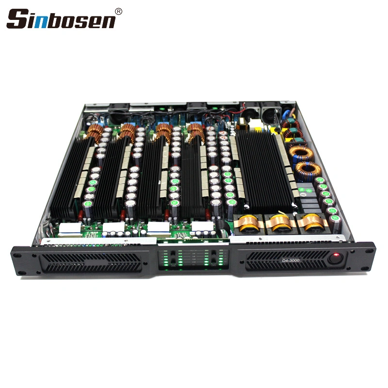 Sinbyen 1U Digital 2 ohmios estable 4 Canales 3000W Potencia Amplificador profesional