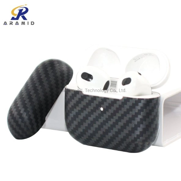 Couleur Noir mat Airpods 3 accessoires pour téléphones mobiles de cas en fibre de carbone