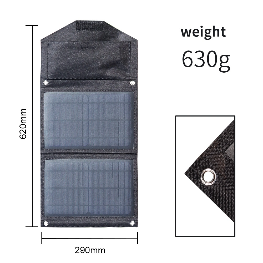 Solarparts 21W 7V Paneles Solares plegables para exteriores celdas 5V impermeables Batería portátil Solar Móvil con puerto USB para teléfono al aire libre Cargando subida de viaje