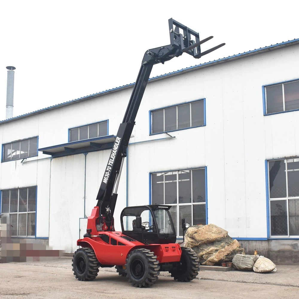 Prix bon marché Mini chargeur télescopique de chariot télescopique Compact La Chine a fait 3tonne 3.5Ton télescopique 4WD Chariot élévateur à fourche avec 7 m de hauteur de levage