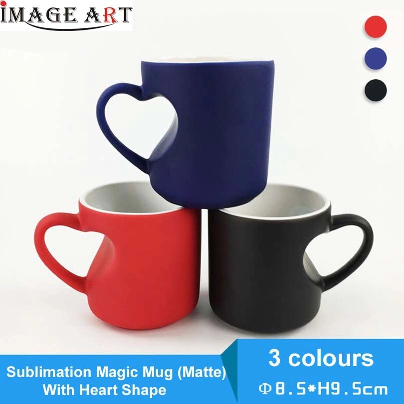 Heart Shape Matte Color Changing Ceramic Magic Mug for Sublimation Printing (Red color)