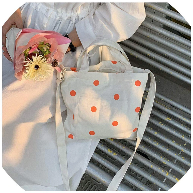 Simple Solid Color Art Small Fresh Wave DOT Leisure Shopping Single Shoulder Sail Bag