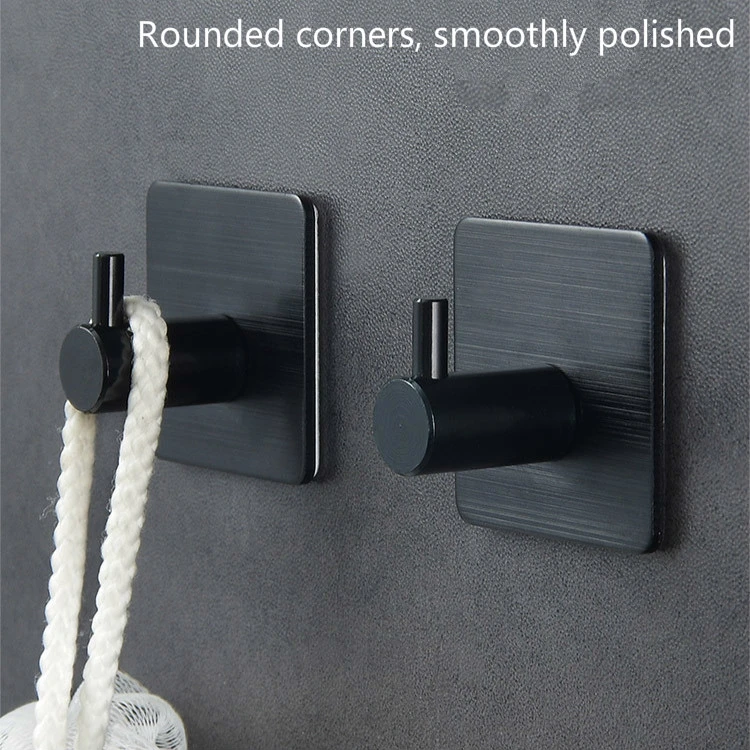 Matte Black Bathroom Accessories Stainless Steel Square Clothes Hook