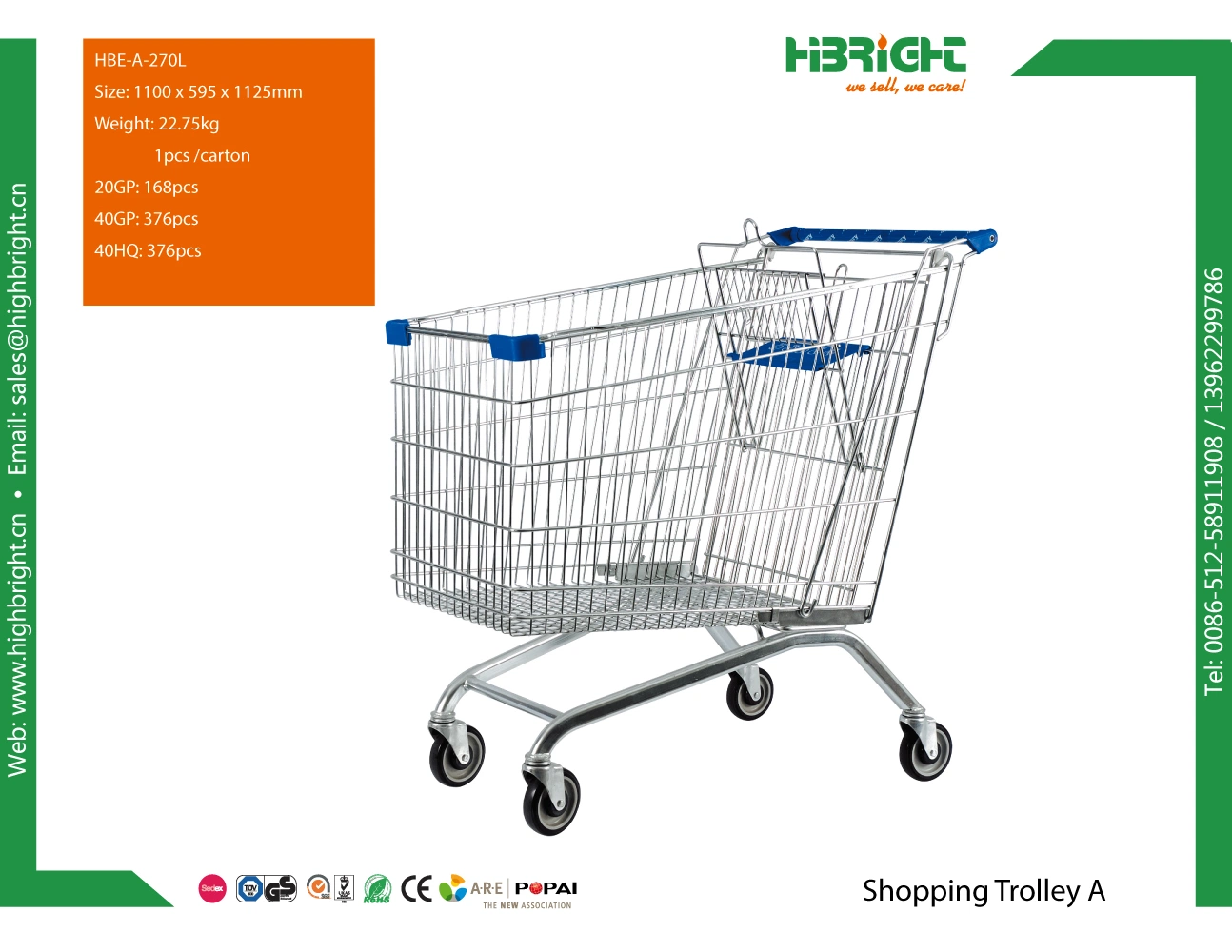 Small Volum Supermarket Shopping Cart