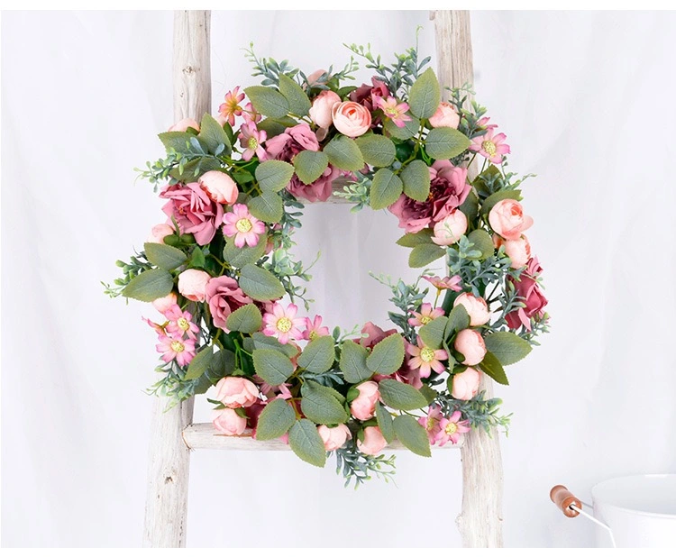 Amazon Hot Sales, couronnes de Noël, couronne de fleurs artificielles pour la fête de mariage de mur intérieur extérieur de porte avant