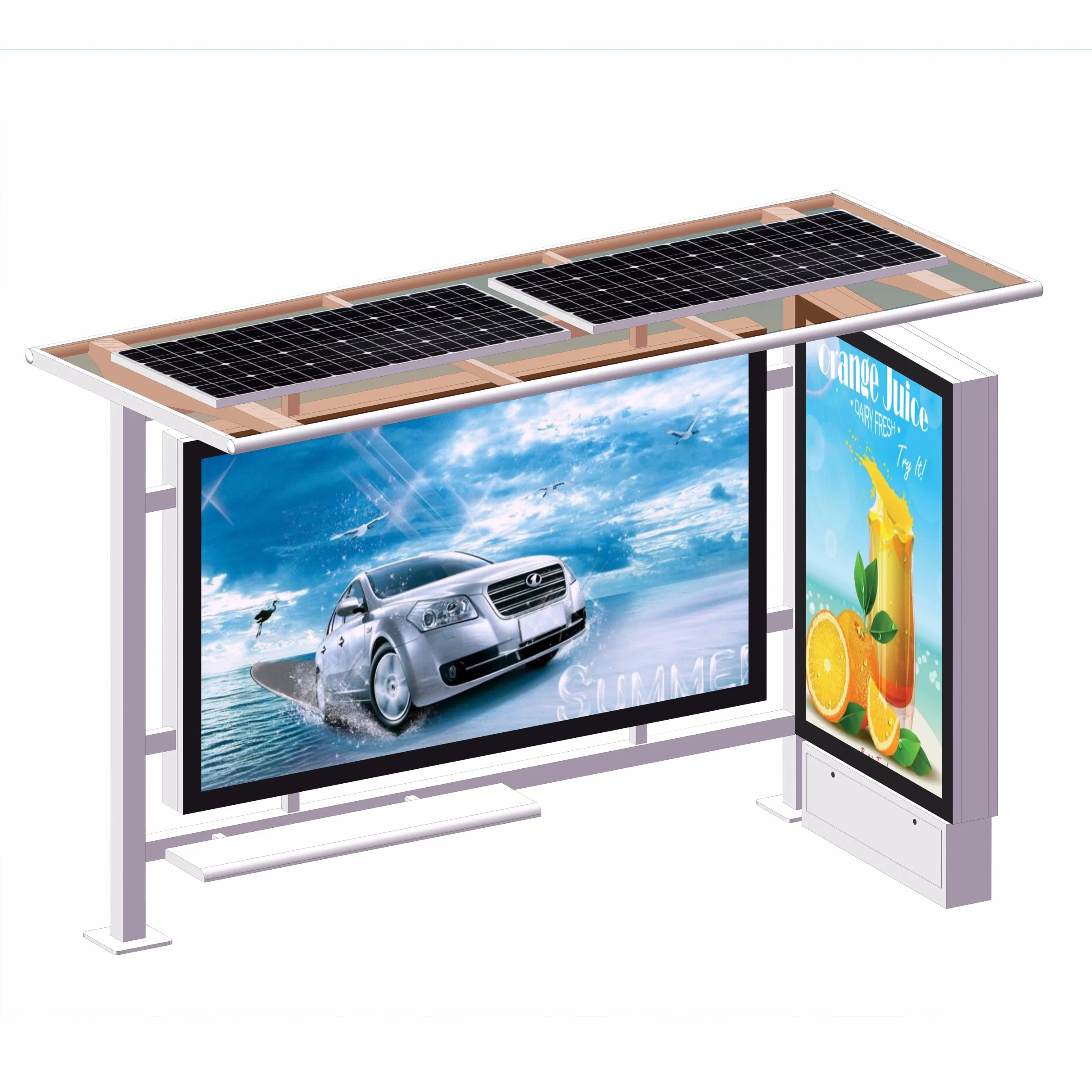 Smart Design Stainless Steel Advertising Solar Bus Shelter