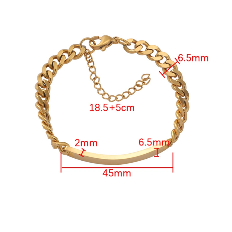 Europe and The United States Retro Palace Style Yellow Gold Bracelet Cuba Does Not Fade Hand Decoration Senior Simple Men and Women