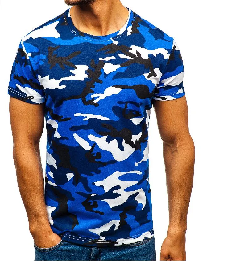 Nouveau design de mode Casual Men's Camo col rond T-shirt en coton de camouflage militaire armée lutte contre la T shirt respirable