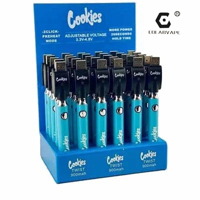 Las Cookies Expositor 900mAh Backwoods rosca 510 Twist precalentar Vape Batería Pen