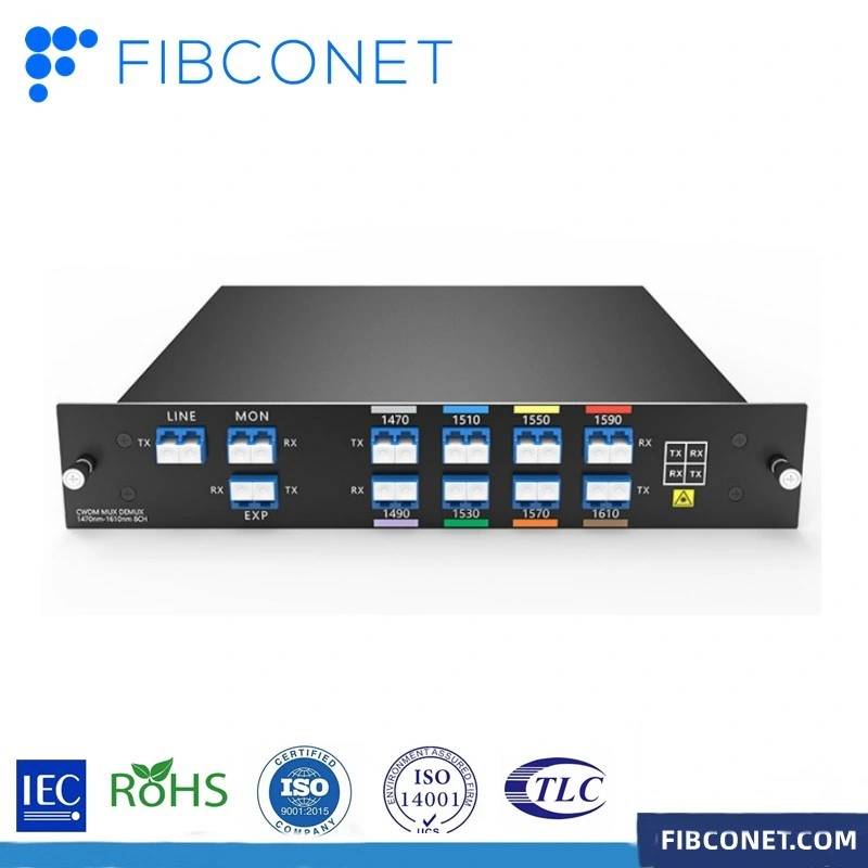 FTTH 8CH 1470-1610nm CWDM MUX Demux LC UPC Lgx Box وحدة CWDM البصرية من الألياف