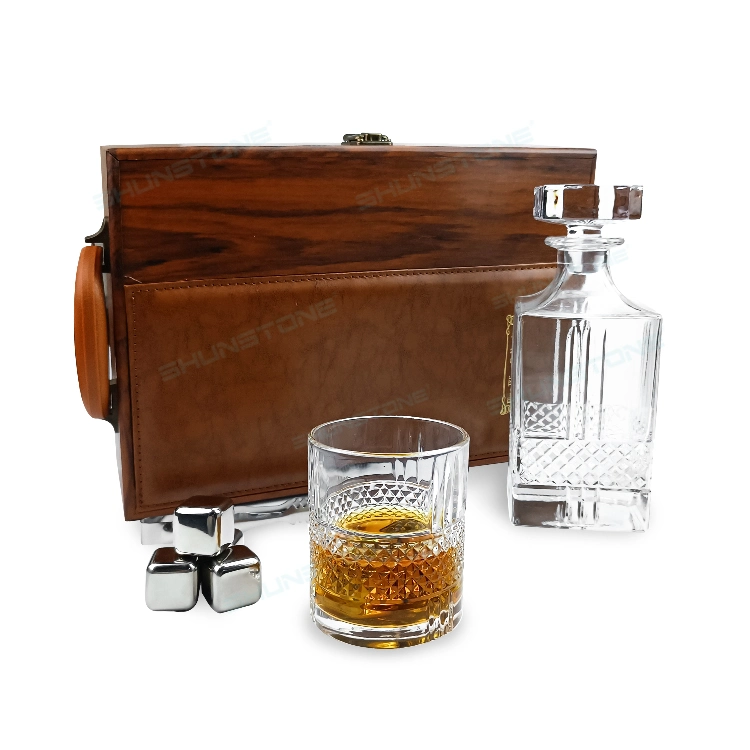 Whiskey Decanter Set Whiskey Stone with Wooden Leather Box Gift Set