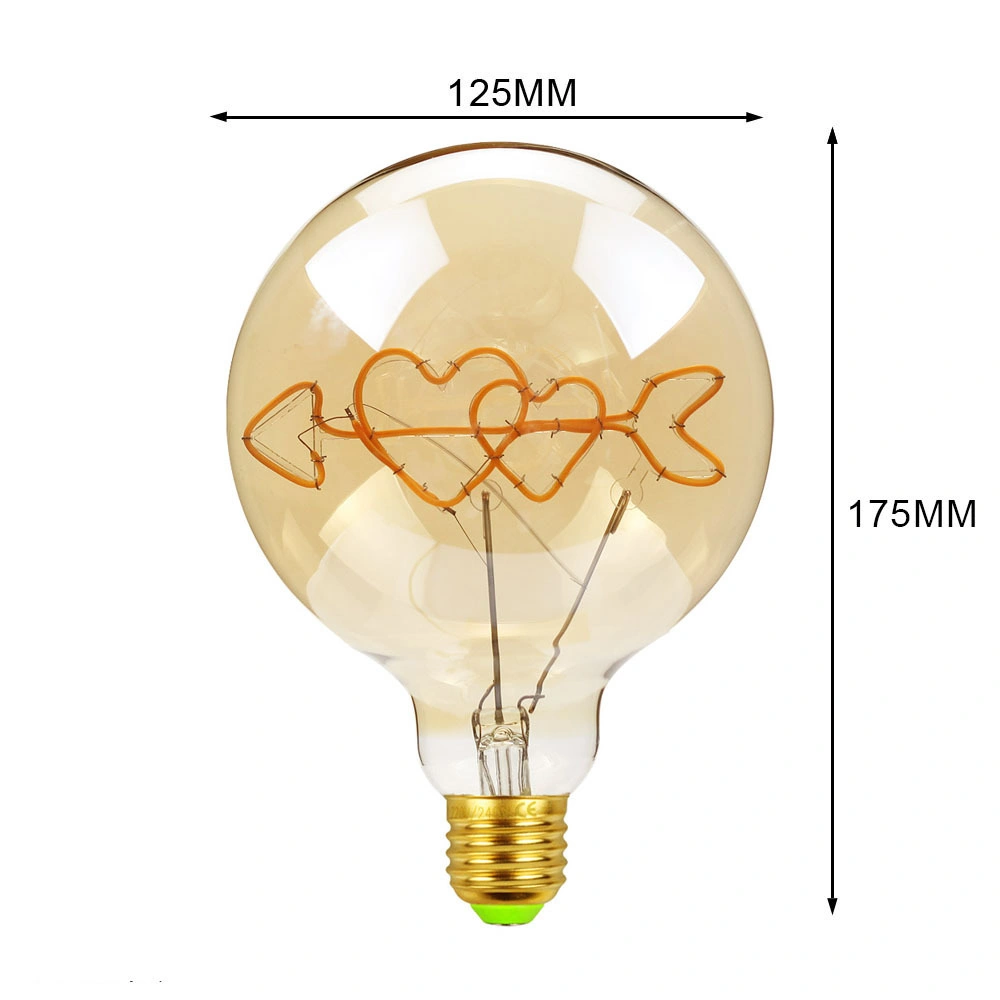 LED Filament Bulb Decorative Vintage G125 Globe DIY Letter Home Amber Glass 4W