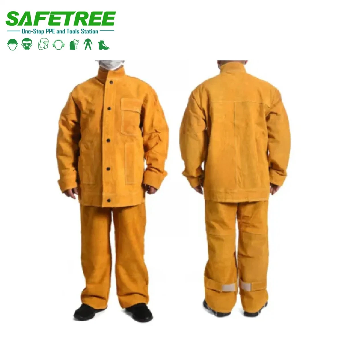 CE En11611 Thickened Ab Grade Cow Split Leather Welding Suits Safety Welder Clothing Body Protection