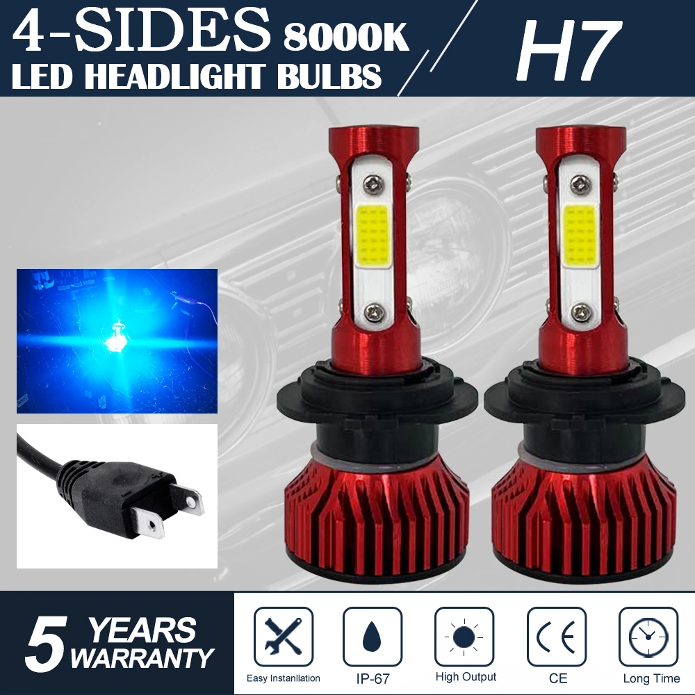 V4 8000lm 12V-24V 6000K H1 H3 H7 H8 H11 H13 9005 9006 LED Lamps Fog Lights Bulbs Red Colour