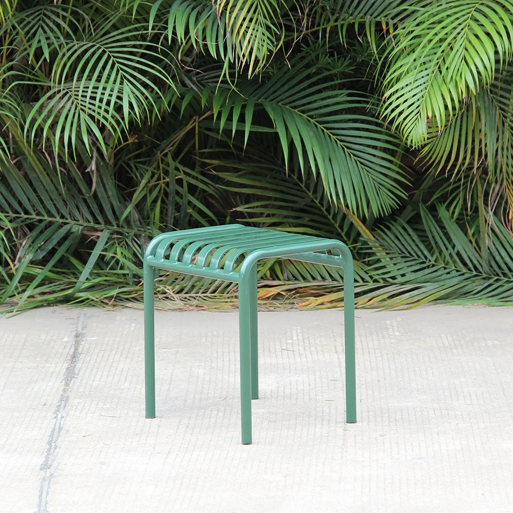 Modern Leisure Iron Steel Green Outdoor Small Low Stool Garden Chair for Restaurant Dining Furniture