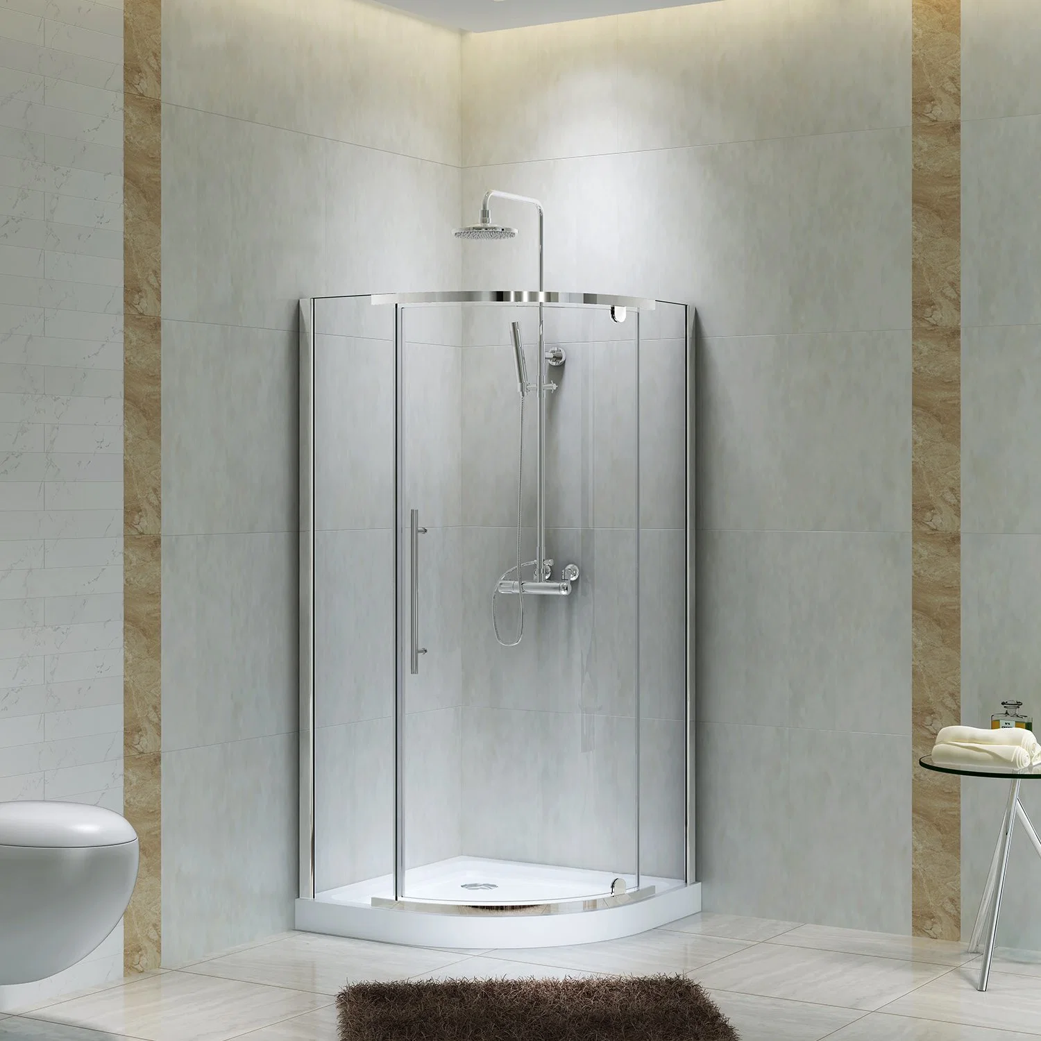 Stainless Steel Sliding Shower Enclosure with Frame and Double Handles Shower Room