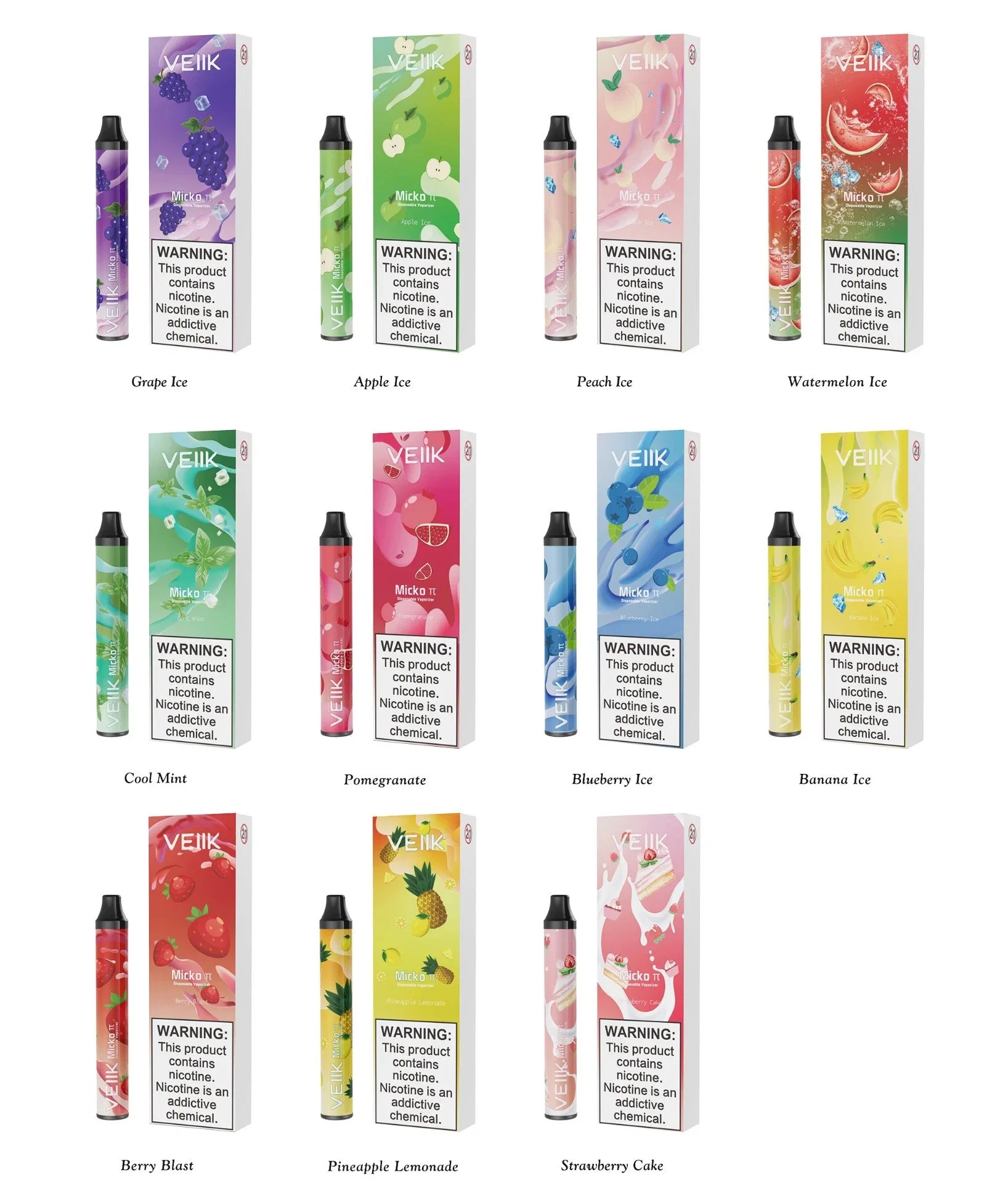 New Coming Veiik Micko Pie Wholesale/Supplier Factory Prices Mini 600 Puffs Disposable/Chargeable Vape Pen