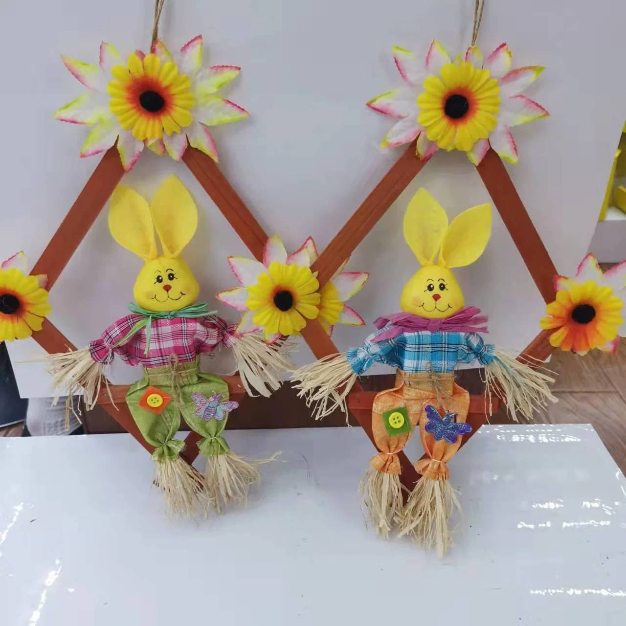 Pâques paille artificielle jouets artisanaux lapin décoratif