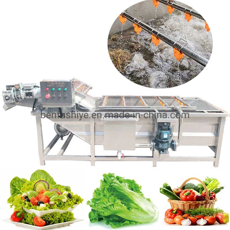 High Pressure Spray Contibuously Lettuce Cabbage Leafy Vegetable Fruit Bubble Washing Washer Cleaning Machine