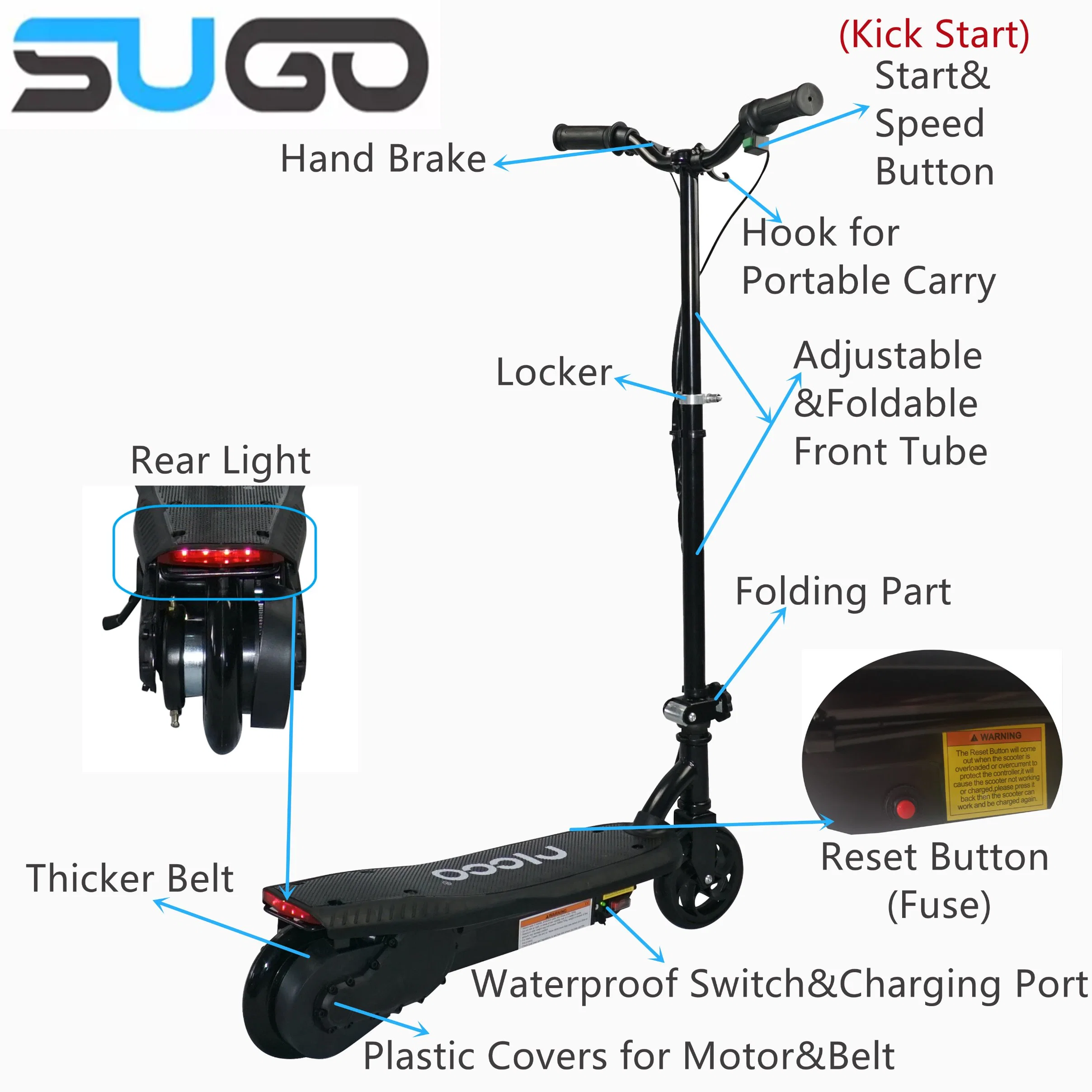 Two Wheel Lightweight Foldable Kick E-Scooter for Kids & Teens Electric Scooter