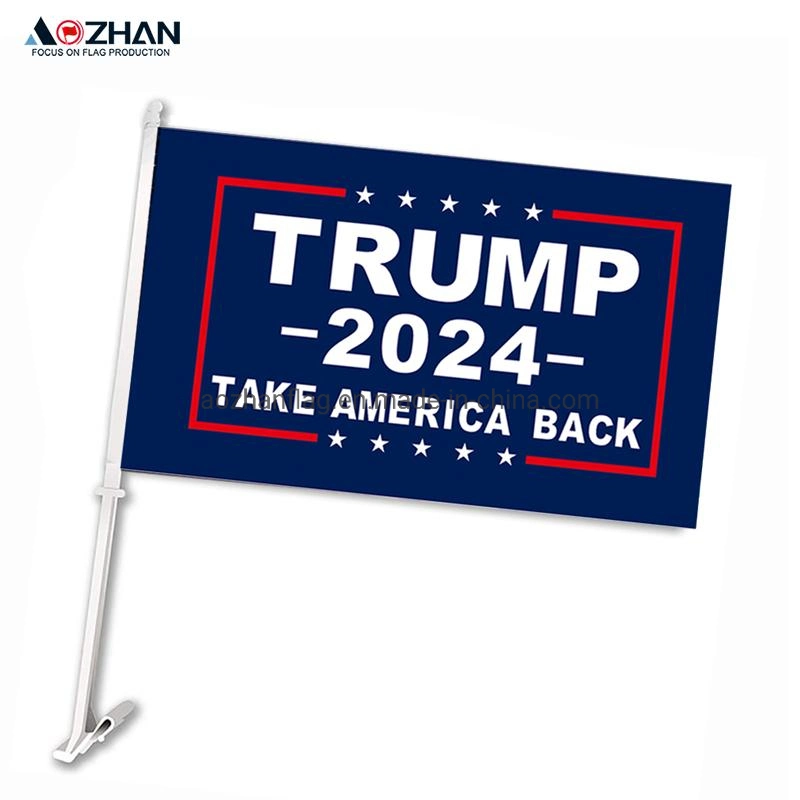 Flag Suppliers Fast Delivery Small MOQ Cheap 100%Polyester Printed Small Country Flag Custom Donald Trump Car Flag with Plastic Pole