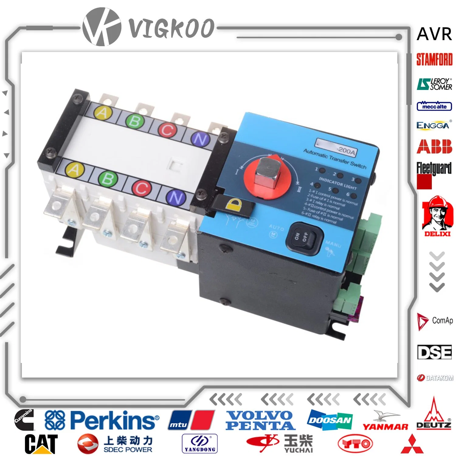 ATS 63A, 100A, 125A, 160A, 250A, 360A, 400A, 630A Auto Transfer Switch