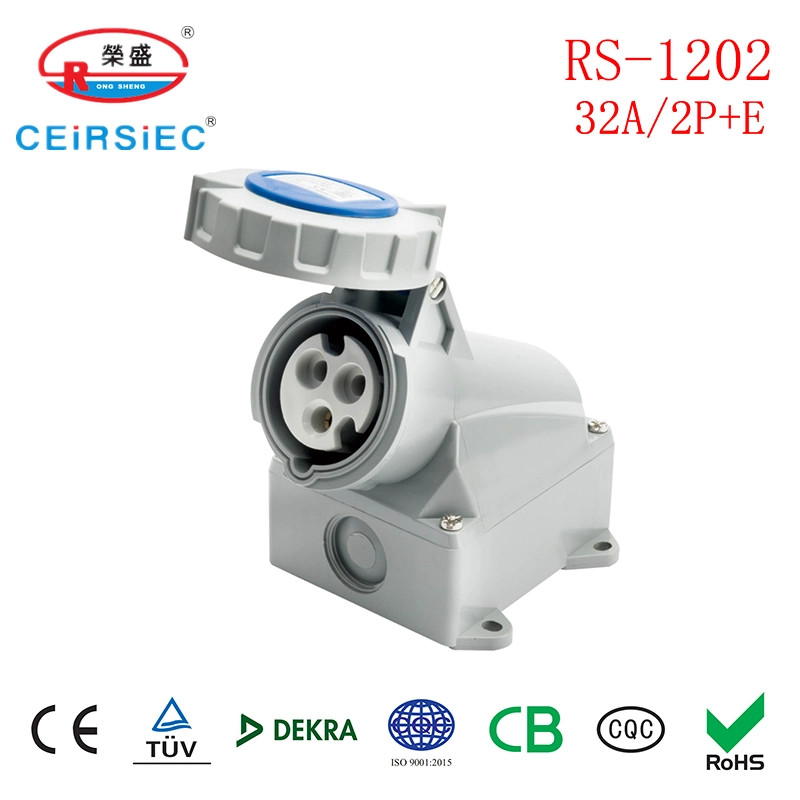 European Standard Single Phase 32A Industrial Socket Panel Mount Socket Concealed Socket for Plastic Box with Nylon