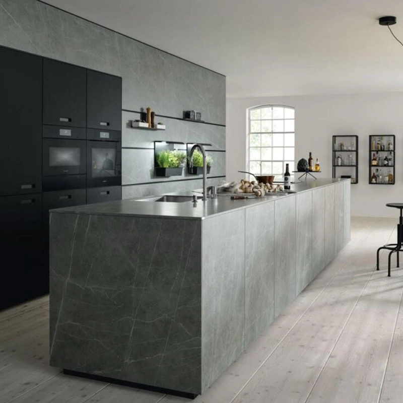 Negro Melamina Modern Picture Australia Estándar de lujo barato Diseño de China Armarios Cocina modular