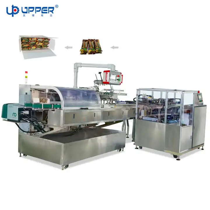 Upper Automatic Bagged Biscuit Bread Chocolate Cookie Pillow Packaging Machines Sink Counting Collection Horizontal Box Packing Machine Cartoning Machine Line